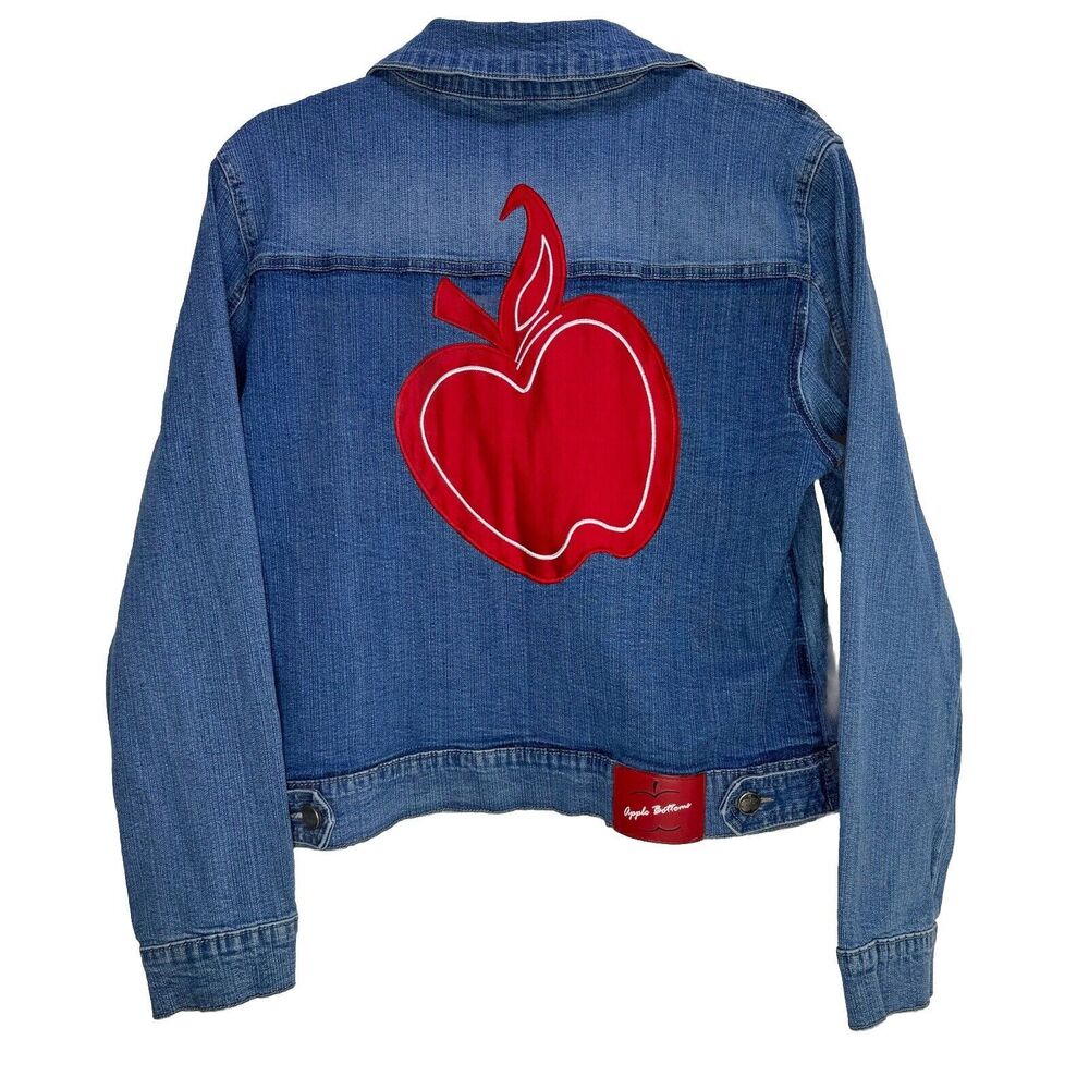 Vintage Y2K Big Apple Bottom Denim Jeans Moto Jacket sz XL Linen Blend Rare